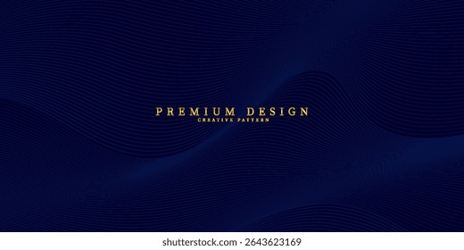 Blue abstract background design. Modern wavy line pattern in monochrome colors. Premium stripe texture for banner, business backdrop. Dark horizontal vector template