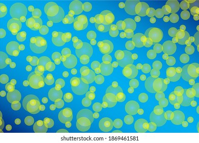 Blue abstract background Different blur yellow bokeh bubbles for poster design Brandner cover and all other publications