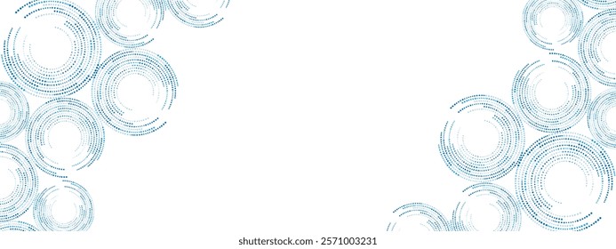 Blue abstract background of dots. Chaotic ornament, mosaic, circular pattern of small dots.Texture of random particles.  Design banners, posters, websites, and social media frameworks. Vector