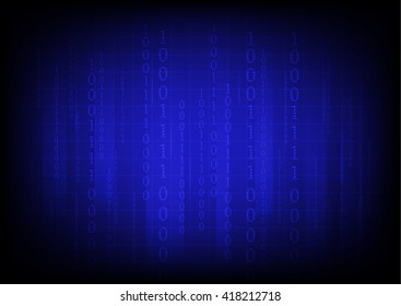 Blue abstract background with faint binary ones and zeros vector illustration