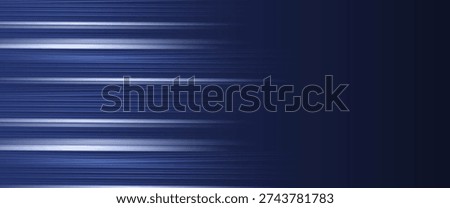 Blue abstract background with fast movement, sharp horizontal light lines, energy speed lines.
