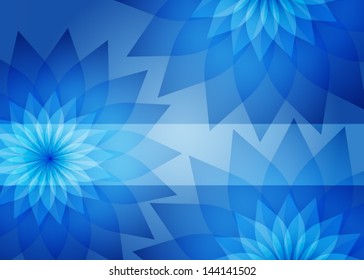 Blue abstract background with flower
