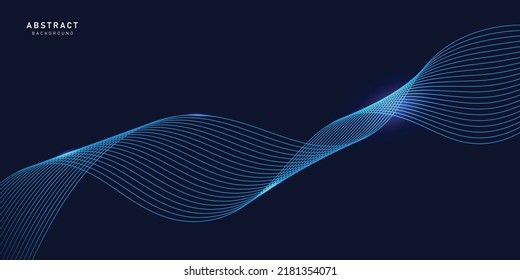 Blue abstract background with flowing particles. dark blue Digital glowing futuristic technology concept background. Dynamic waves use for business, corporate, poster, template, vector, illustration