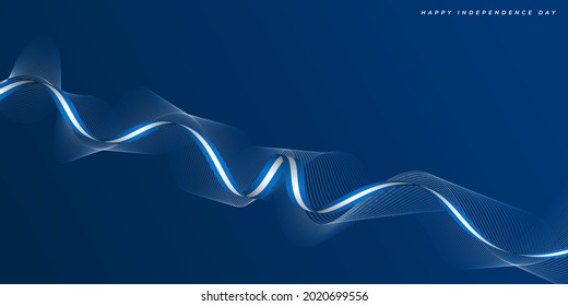 Fondo abstracto azul con diseño de cinta voladora. buena plantilla para el diseño del Día de la Independencia.