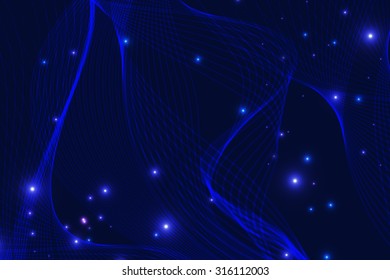 
Blue abstract background with fog and stars, vector