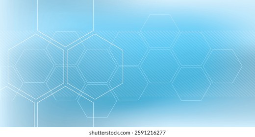 Blue abstract background with futuristic technology and science elements design and hexagonal geometric shapes.