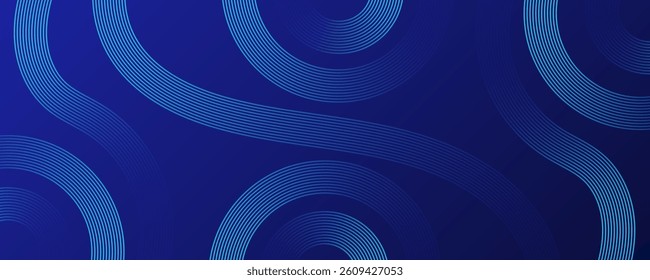 Blue abstract background. Geometric circle lines pattern. Modern shiny blue gradient lines. Futuristic technology design.