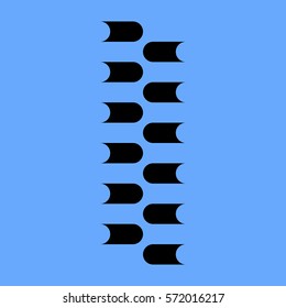 Blue abstract background with geometric forms. Elements, which rhythmically alternate, create a harmonious composition in the center of the illustration. Modern minimalistic artwork.