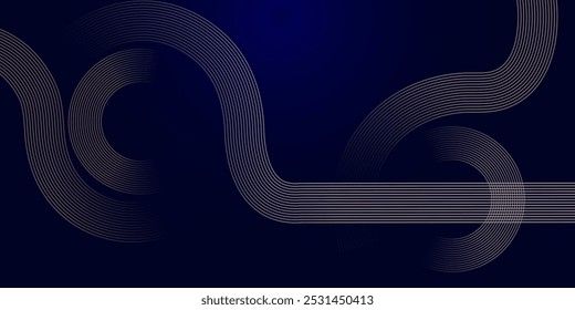 Blauer abstrakter Hintergrund. Geometrische goldene Linien Moderne glänzende blaue und goldene Farbverlauf-Linien. Zukunftsweisendes Grafikdesign