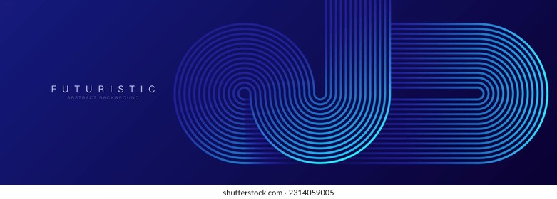 Blue abstract background with geometric lines. Retro style. Geometric stripy line art design. Modern shiny blue lines. Futuristic concept. Suit for cover, poster, banner, brochure, header, website