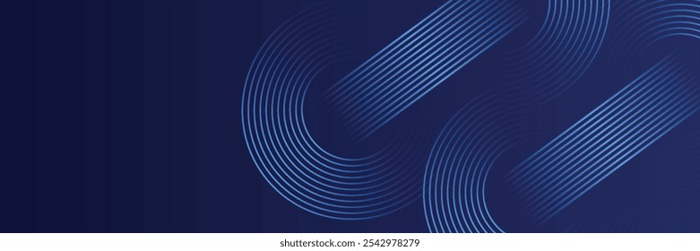 Fondo abstracto azul. Patrón de líneas geométricas. Líneas degradadas azules brillantes modernas. Diseño gráfico de tecnología futurista. Traje para el negocio, cubierta, cabecera, Fondo de pantalla, corporativo