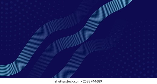 Blue abstract background. Geometric lines whit halftone pattern. Modern shiny blue gradient halftone  lines. Futuristic technology graphic design