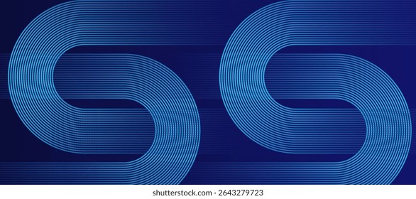 Fondo abstracto azul con líneas geométricas. Moderno patrón de líneas redondeadas diagonales azules. Concepto de tecnología futurista. Traje para el cartel, Anuncio, folleto, corporativo, Sitio web