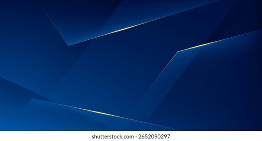 Fondo abstracto azul con líneas geométricas. Ilustración vectorial de lujosos y brillantes Elementos dorados.