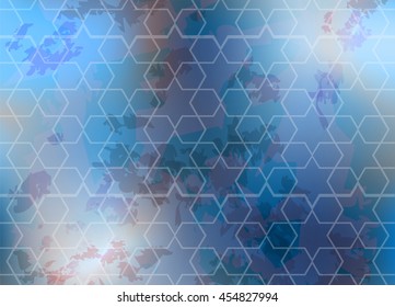 Blue abstract background. Geometric pattern with stars under mask. Grunge texture. Modern design. Image can be used for wallpapers, textile, wrapping, web banner, print