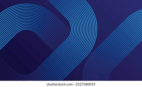 Fondo abstracto azul. Patrón de líneas redondas geométricas. Líneas degradadas azules brillantes modernas. Diseño gráfico de tecnología futurista.