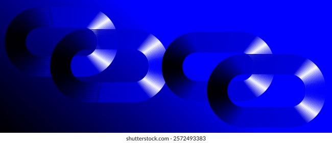 Blue abstract background. Geometric round lines pattern. Modern shiny blue gradient lines. 