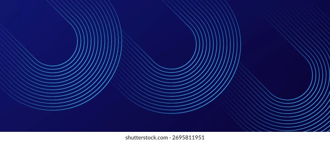Blue abstract background. Geometric round lines pattern. Modern shiny blue gradient lines. Futuristic technology graphic design. Suit for bussines, banners