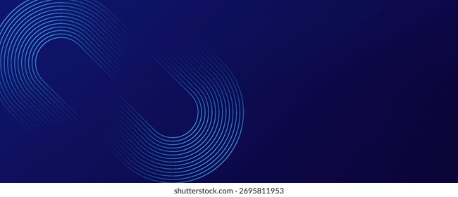 Fundo abstrato azul. Padrão de linhas arredondadas geométricas. Modernas linhas de gradiente azul brilhante. Design gráfico de tecnologia futurista. eps10, web