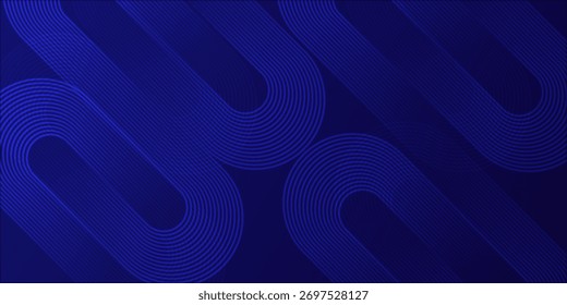 Blue abstract background. Geometric round lines pattern. Modern shiny blue gradient lines. Futuristic technology vector ilustration