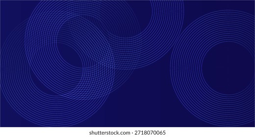 Blauer abstrakter Hintergrund. Geometrisches Muster für runde Linien. Moderne glänzende blaue Farbverlauf-Linien. Futuristische Technologie Grafikdesign.