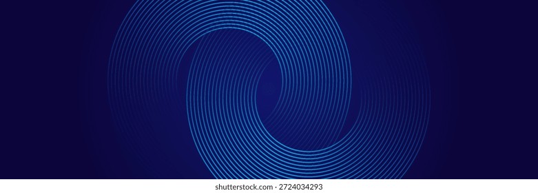 Blue abstract background. Geometric round lines pattern. Modern shiny blue gradient lines. Futuristic technology graphic design.