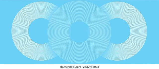 blue abstract background with geometric shapes. Modern circle lines pattern. Minimal geometric design. Futuristic technology concept. Horizontal banner template. Vectors
