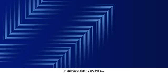 blauer abstrakter Hintergrund mit geometrischen quadratischen Linienmustern in den Ecken, Modernes Trenddesign in Vektorgrafik