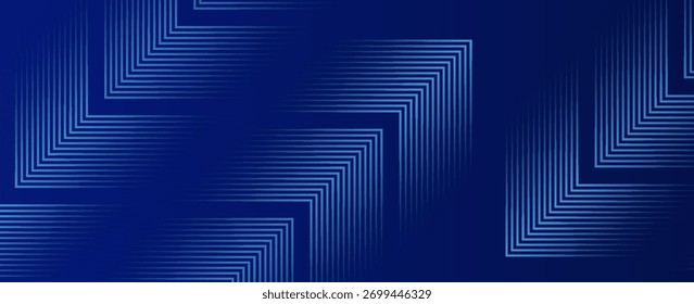 blue abstract background with geometric square line patterns in the corners, Modern creative trendy design in vector illustration