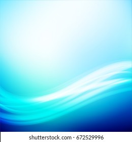 Blue abstract background with glossy smooth waves.