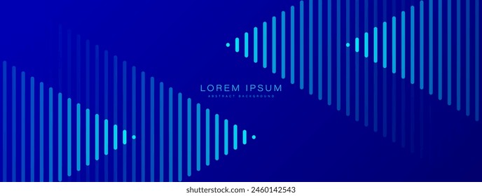 Blue abstract background. Glowing blue arrow. Modern blue gradient geometric lines. Simple design. Futuristic technology concept. Suit for brochure, business, poster, banner, website, presentation