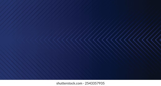 Blue abstract background with glowing arrow lines. Modern shiny blue geometric lines design. Technology futuristic concept. Horizontal banner