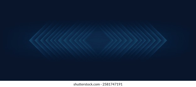 Blue abstract background with glowing arrow lines. Modern shiny blue geometric lines design. Technology futuristic concept. Horizontal banner template. Suit for cover, header, poster, banner, web