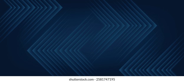 Blue abstract background with glowing arrow lines. Modern shiny blue geometric lines design. Technology futuristic concept. Horizontal banner template. Suit for cover, header, poster, banner, web