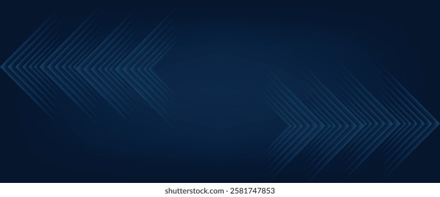 Blue abstract background with glowing arrow lines. Modern shiny blue geometric lines design. Technology futuristic concept. Horizontal banner template. Suit for cover, header, poster, banner, web