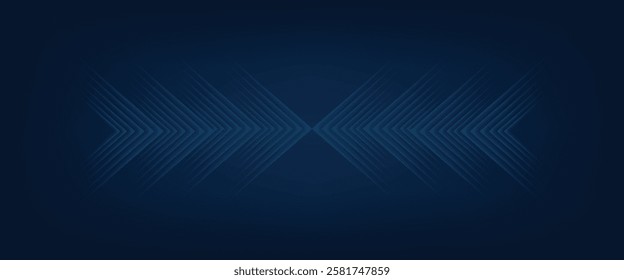 Blue abstract background with glowing arrow lines. Modern shiny blue geometric lines design. Technology futuristic concept. Horizontal banner template. Suit for cover, header, poster, banner, web