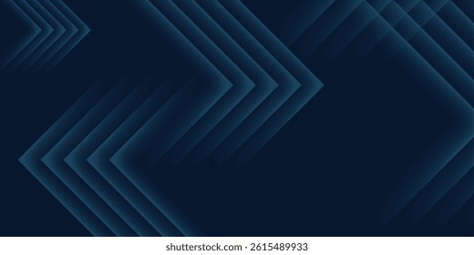 Blue abstract background with glowing arrow lines. Modern shiny blue geometric lines design. Technology futuristic concept. Horizontal banner template. Suit for cover, header, poster, banner, web