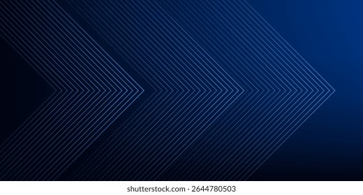 Blue abstract background with glowing arrow lines. Modern shiny blue geometric lines design. Technology futuristic concept. Horizontal banner template. Suit for cover, header, poster, banner, web