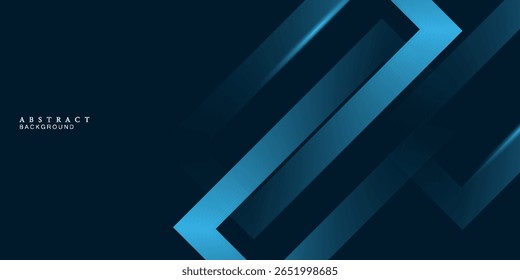 Blue abstract background with glowing arrow lines. Modern shiny blue geometric lines design. Technology futuristic concept. Horizontal banner template. Suit for cover, header, poster, banner, web