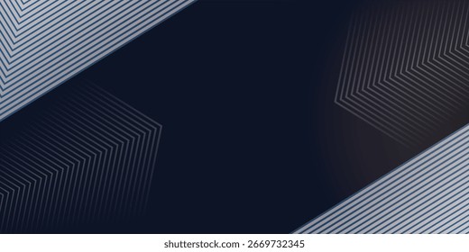Fondo abstracto azul con líneas de flecha brillantes. Diseño moderno de líneas geométricas azules brillantes. Tecnología concepto futurista. Plantilla Horizontal de Anuncio. Traje para la cubierta, cabecera, cartel, Anuncio, Web