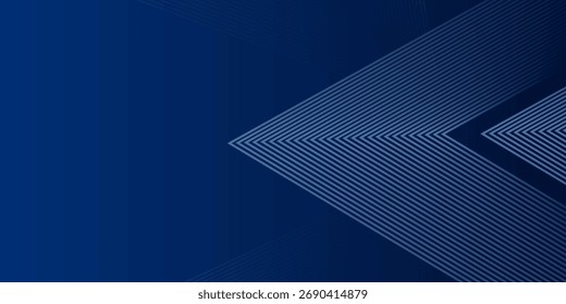Blue abstract background with glowing arrow lines. Modern shiny blue geometric lines design. Technology futuristic concept. Horizontal banner template. Suit for cover, header, poster, banner, web