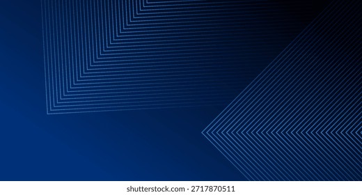 Fondo abstracto azul con líneas de flecha brillantes. Diseño moderno de líneas geométricas azules brillantes. Tecnología concepto futurista. Plantilla Horizontal de Anuncio. Traje para la cubierta, cabecera, cartel, Anuncio, Web