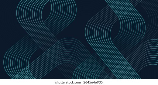 Fondo abstracto azul con líneas de círculo brillantes azules. Diseño geométrico del arte de la línea de la raya. Modelo azul brillante moderno de las líneas redondeadas. Concepto de tecnología futurista.
