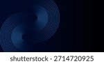 Blue abstract background with glowing circles. Swirl circular lines pattern. Geometric spiral. Twirl element. Modern