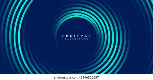 Blue abstract background with glowing circles. Swirl circular lines pattern. Geometric spiral. Twirl element. Modern graphic design. Futuristic technology concept. Vector illustration