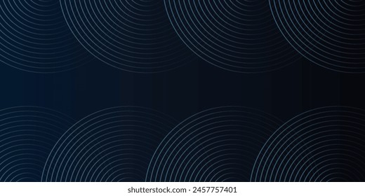 Blauer abstrakter Hintergrund mit leuchtenden Kreisen. Kreislinienmuster verwirbeln. Geometrische Spirale. Twirl-Element. Vektor