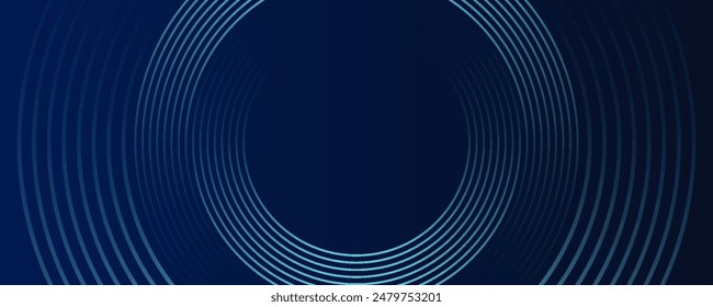 Fondo abstracto azul con círculos brillantes. Remolino patrón de líneas circulares. Espiral geométrica. Elemento giratorio. Diseño gráfico moderno. Concepto de tecnología futurista. Ilustración vectorial