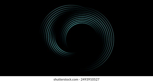 Blue abstract background with glowing circles. Swirl circular lines pattern. Geometric spiral. Twirl element. Modern graphic desi	