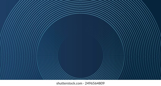 Blue abstract background with glowing circles. Swirl circular lines pattern. Geometric spiral. Twirl element. Modern graphic design. Futuristic technology concept.