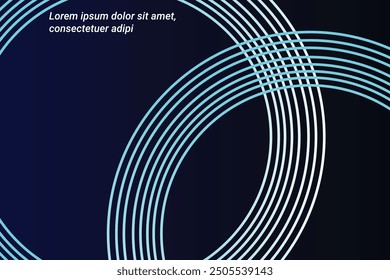 Blue abstract background with glowing circles. Swirl circular lines pattern. Geometric spiral. Twirl element. Modern graphic design. Futuristic technology concept.